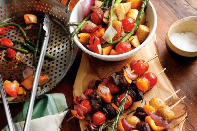 Marinated Beef Tenderloin, Mini Potato & Veggie Brochette