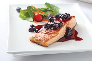 Grilled Atlantic Salmon Fillet with Blueberry Balsamic Compote