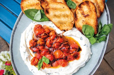 Whipped ricotta with roasted tomatoes & basil