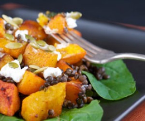Roasted Pumpkin & Fennel Salad with Goat Cheese and Maple Vinaigrette