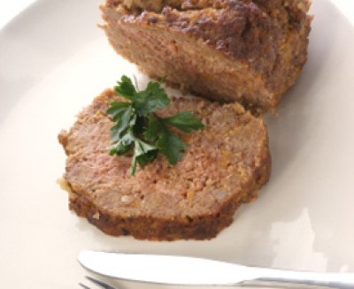 Mini Meat Loaf Cakes with Gravy Topped with Apple Potato Balls