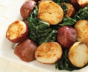 Red Potatoes with Wilted Greens