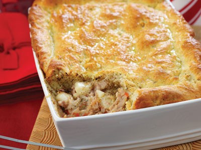 Turkey Pot Pie with a Savory Biscuit Topping