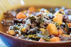 Italian Sausage, Sweet Potato, Kale and Black Bean Soup