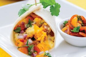 Fresh Scrambled Ham and Egg Salsa Wrap