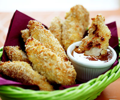 Parmesan Chicken Tenders with Honey Apricot Dipping Sauce