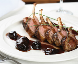 Rack of Lamb with Caramelized Pearl Onions, Balsamic and Red Wine Reduction